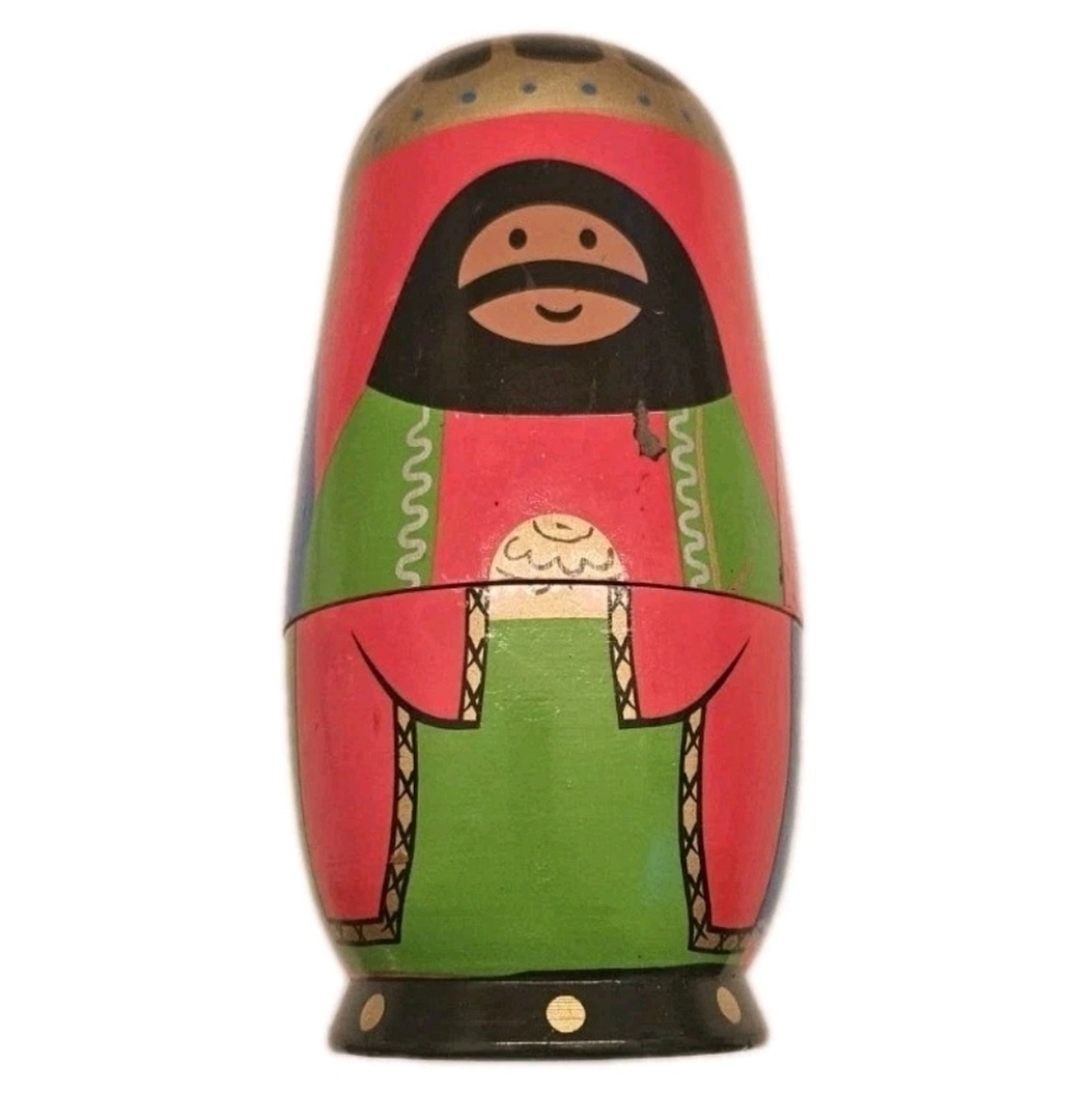 Moonmo Set Of Six Matryoshka Wooden Nesting Doll Holy Family Holiday NWOT - Picture 6 of 7